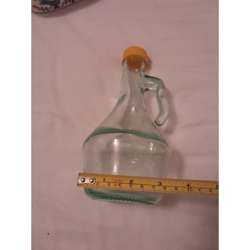 Olive Garden Vintage Green Glass Salad Dressing Bottle Decanter Jug